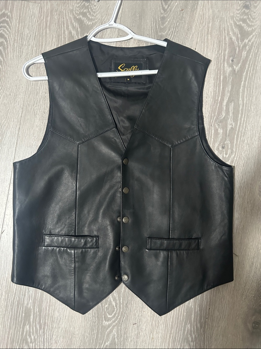 Scully Black Leather Men's Button-Front Vest